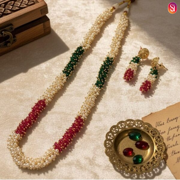 Antique Gold Royal Beads Mala Necklace Set online shopping