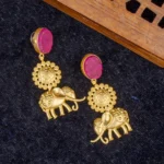 Elephant Brass Earrings With Druzy Stone