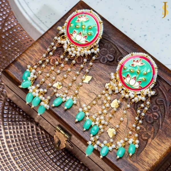 Sanaadhya Meenakari Handpainted lotus Danglers