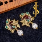 Monalisa Stone Bird Earrings with Pearl design jewellery
