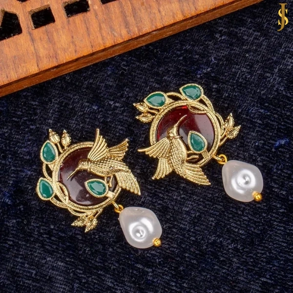 Sanaadhya Bird Earrings With Monalisa Stone