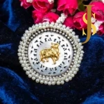 Silver Replica Big Size Nandi Ring with Beads design