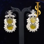 Silver Replica Earrings with Monalisa Stone and Beads jewellery