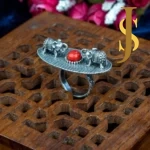 Silver Replica Elephant Ring with Monalisa Stone jewellery design