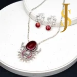 Silver Replica Neckpiece with Monalisa Stone jewellery design