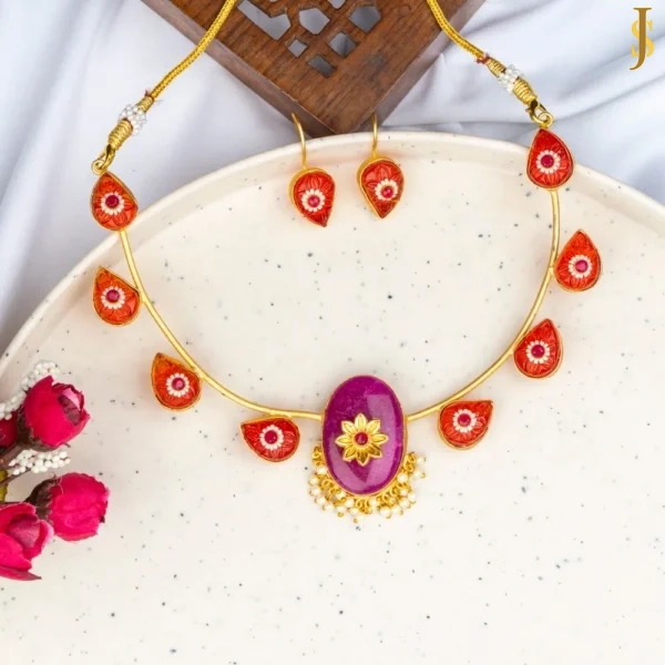Sanaadhya Monalisa Carving Stone Neckpiece With Beads