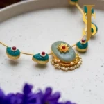 Monalisa Carving Stone Neck Piece with Beads jewellery