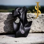 Rhodium Plated American Diamond Pendant Set with Chain and Earrings jewellery design set