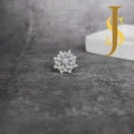 Rhodium Plated American Diamond Flower Statement Ring design jewellery