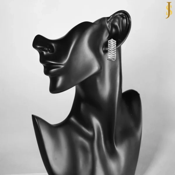Sanaadhya Rhodium Plated American Diamond Statement Earrings