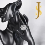 Rhodium Plated American Diamond Flower Statement Ring design jewellery set