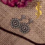 Rhodium Plated American Diamond Flower Drop Earrings