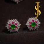 Rhodium Plated American Diamond Pendant Set with Chain and Earrings