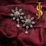 Rhodium Plated American Diamond Daisy Pendant Set with Chain and Earrings design