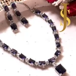 Rhodium Plated Crystal American Diamond Statement Neckpiece - Purple