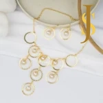Golden Chain Neckpiece With Pearl Beads jewellery set