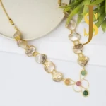 Baroque Pearl Long Necklace With Monalisa Stone set