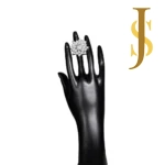 Rhodium Plated American Diamond Flower Statement Ring