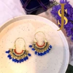 Kundan Chandbaali With Beads - Blue