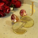 Leaf Design Stud Earring - Pink