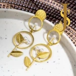 Golden Brass Leafy Earrings