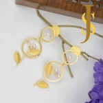 Golden Brass Leafy Earrings