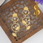 Golden Brass Leafy Earrings jewellery
