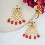 Goldplated Kundan Danglers With Beads