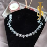 Rhodium Plated American Diamond Heart Necklace set