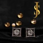 Rhodium Plated Square American Diamond Pendant Set with Chain and Earrings