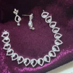 Rhodium Plated American Diamond Dew Drops Necklace set