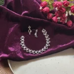 Rhodium Plated American Diamond Dew Drops Necklace