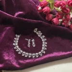 Rhodium Plated American Diamond Conch Necklace set