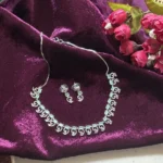 Rhodium Plated American Diamond Conch Necklace