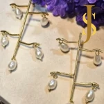 Golden Pearl Tree Earrings
