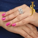 Rhodium Plated American Diamond Heart Ring design set