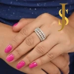 Rhodium Plated American Diamond Funnel Ring design