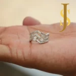 Rhodium Plated American Diamond Zigzag Ring set