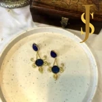 Flower Brass Danglers With Carving Stone online design set