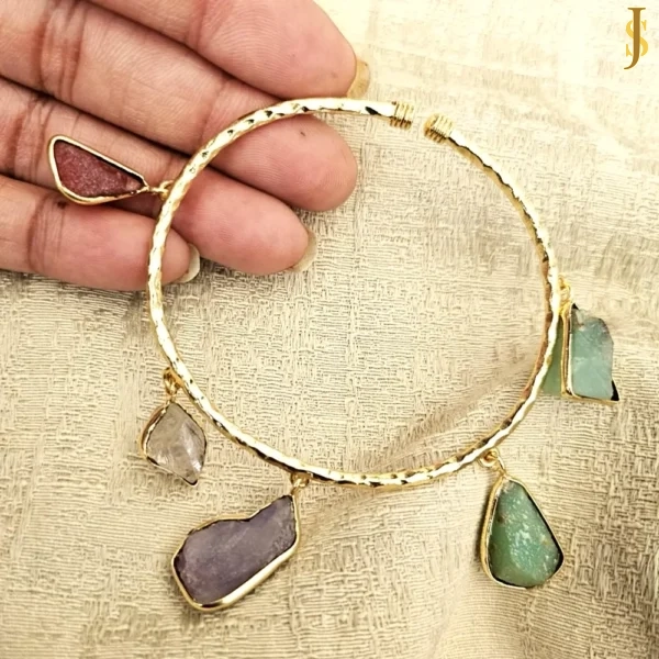 Sanaadhya Golden Brass Stone Charm Bracelet