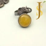 Silver Replica Elephant Ring With Monalisa Stone - Yellow