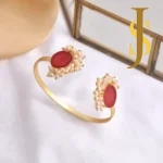 Golden Pearl Bracelet With Monalisa Stone set