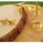 Golden Brass Butterfly Bracelet With Earring and Ring set
