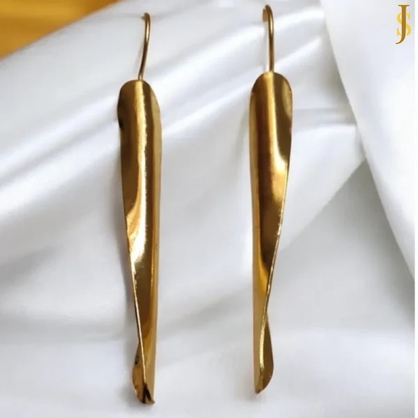 Sanaadhya Golden Brass Long Earrings
