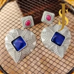 Silver Replica Paan Shape Earrings online design design set