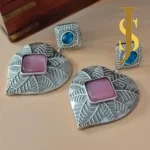 Silver Replica Paan Shape Earrings