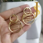 Golden Brass Round Lock Earrings set