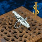 Silver Replica Big Peacock Ring with Beads set