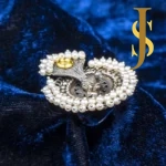 Silver Replica Big Peacock Ring with Beads