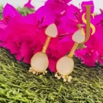 Golden Danglers With Pearl Beads